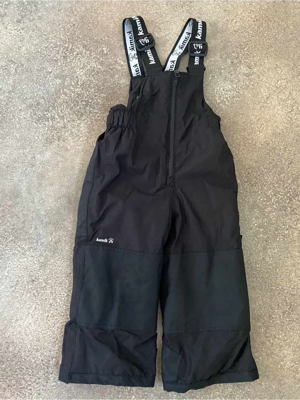 Kamik Kids Black Snow Overalls with Logo Straps